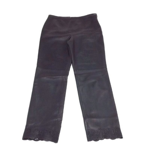 S5A Saks Fifth Avenue HOT Black LEATHER Pants SZ 6 - Picture 8 of 8